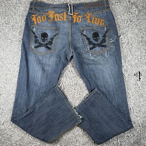 Blac Label Jeans Men’s Size 40 Embroidered Y2K “TOO FAST TO LIVE” Grunge Punk